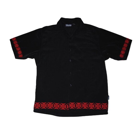 Dragonfly Vintage 90s Y2K Embroidered Barb Wire Button Down Shirt Men's XL - Picture 1 of 7